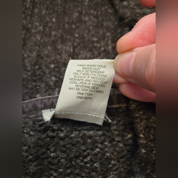 L.L.Bean Brown, Wool blend, Mock neck Cardigan. Size LG - Picture 5 of 12